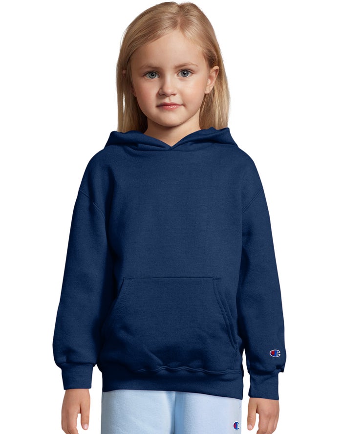 Champion Pige Hættetrøje Mørkeblå - Double Dry Fleece Pullover - Danmark VKR-185279